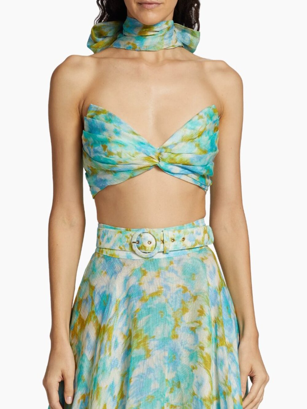 NWT Zimmermann High Tide Twist-Front Halter Top Silk Linen - 0